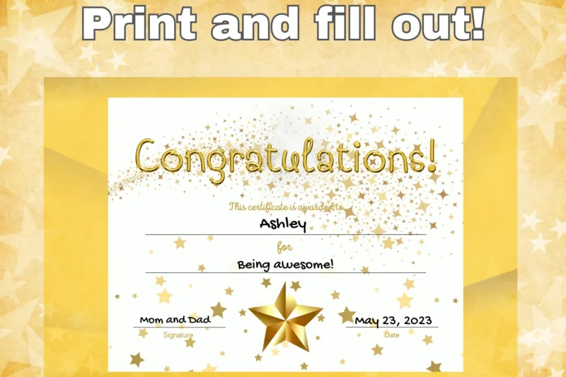 Free Printable Award Certificate Star