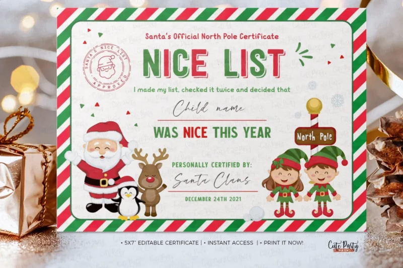 Printable Official Nice List Certificate