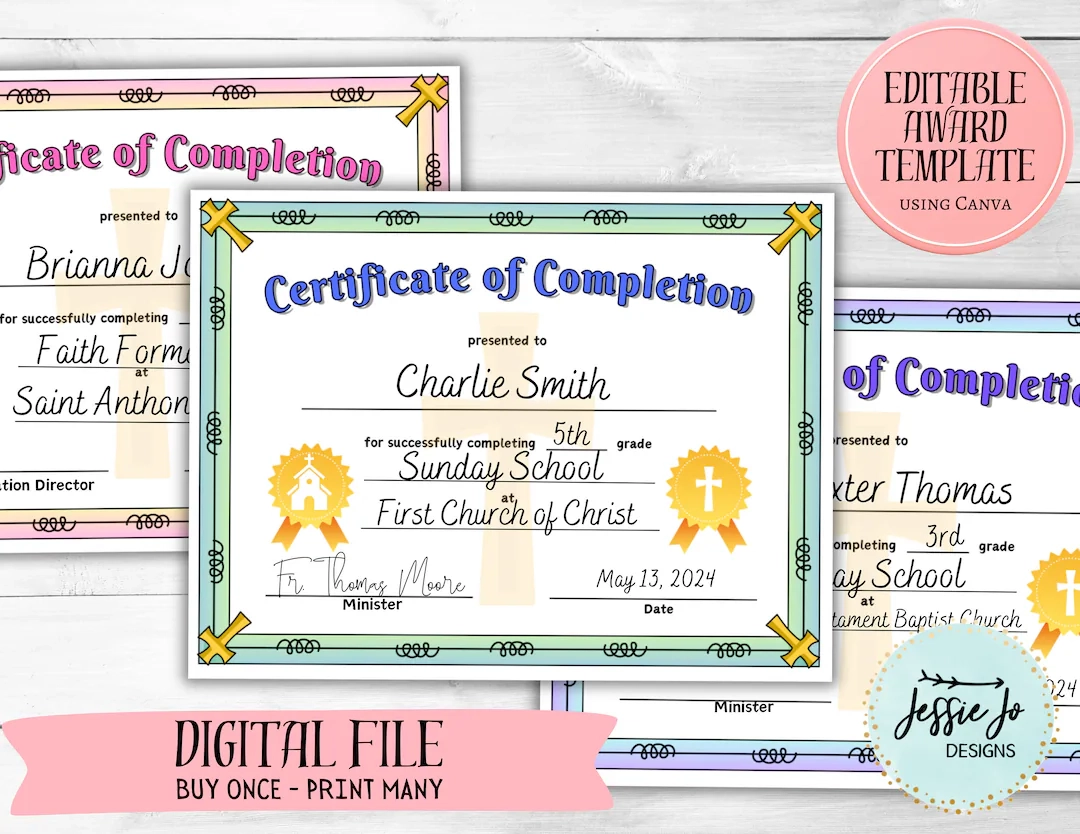 Printable Sunday School Awards Certificates Printable Sunday School Awards Certificates