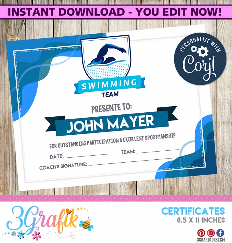 Printable Swim Test Certificate Printable Swim Test Certificate