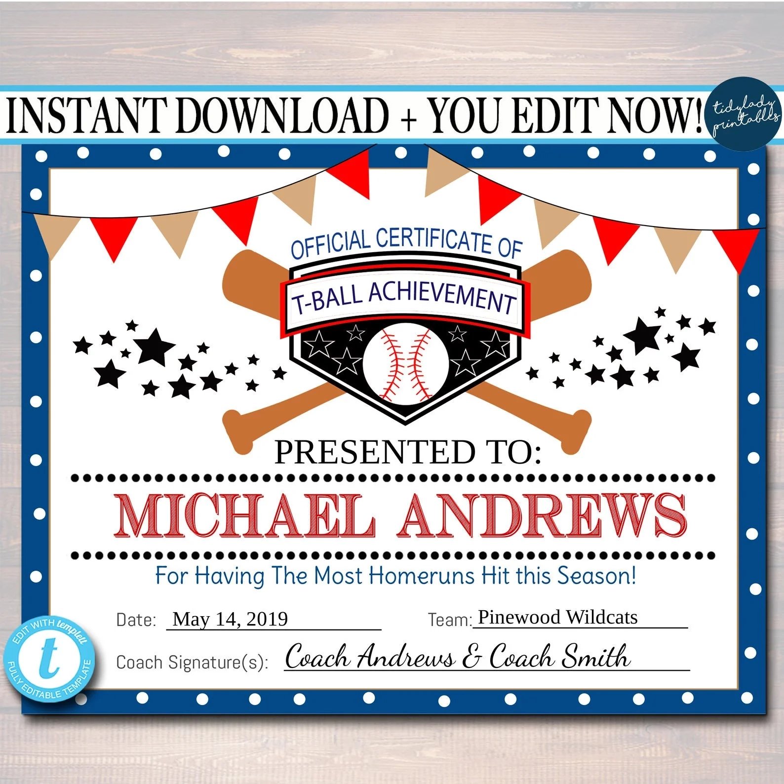 EDITABLE T Ball Award Certificates TidyLady Printables EDITABLE T Ball Award Certificates TidyLady Printables