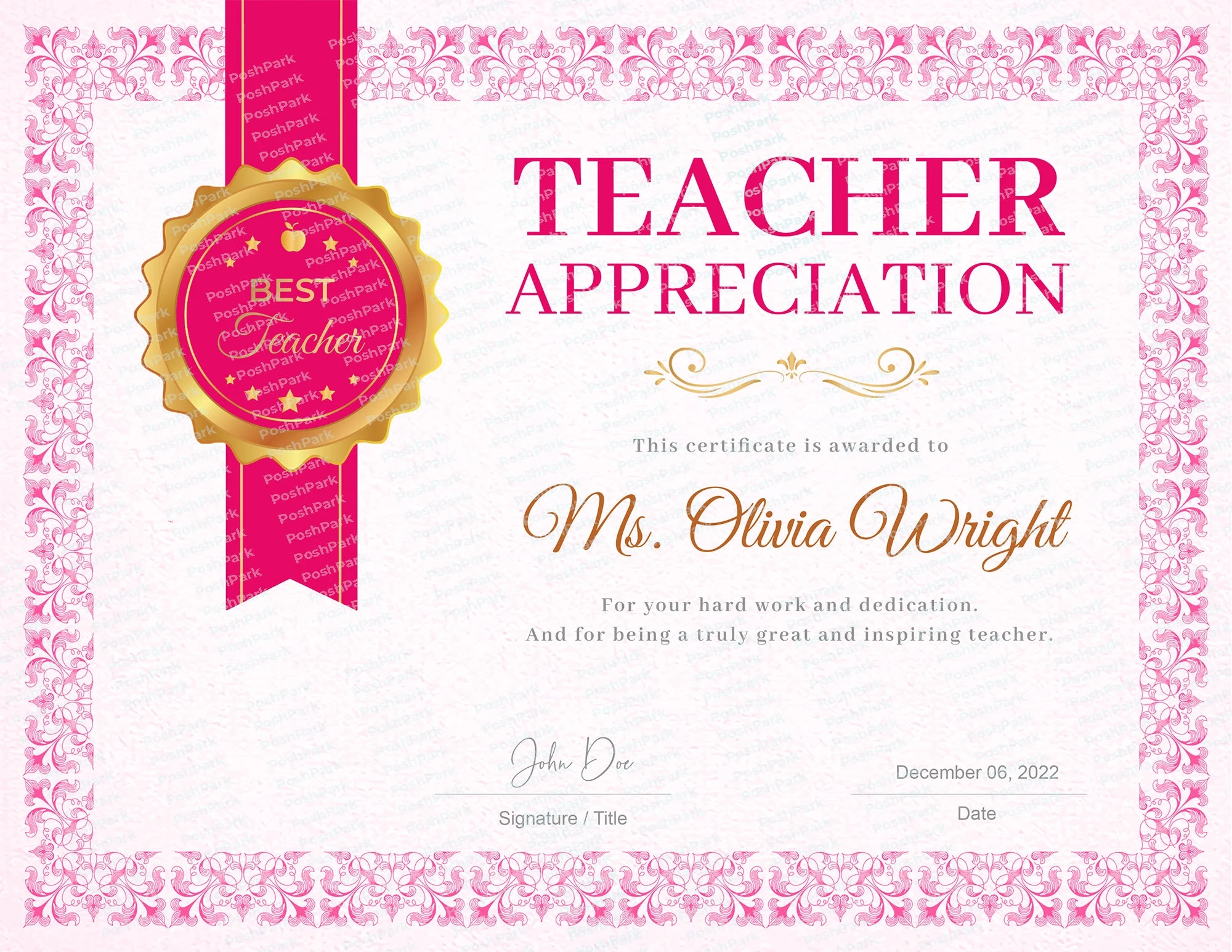 Free Printable Teacher Appreciation Week Certification Free Printable Teacher Appreciation Week Certification