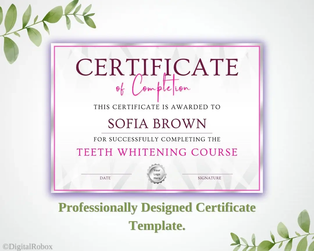 Printable Teeth Whitening Certificate