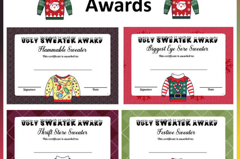 Printable Ugly Sweater Certificate Template