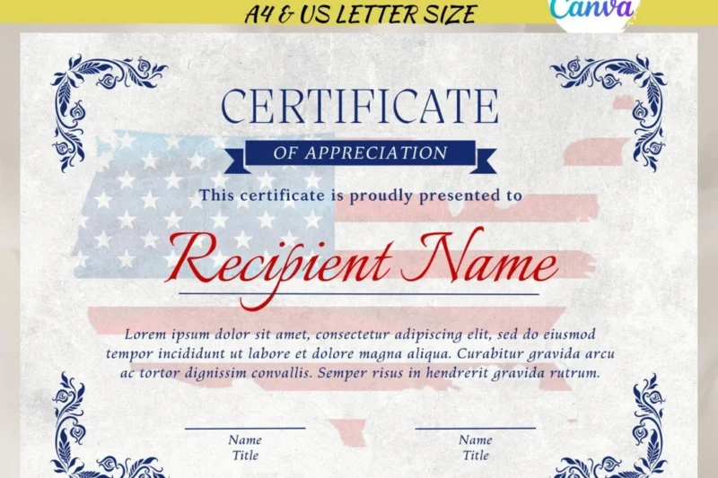 Printable Certificates Of Appreciation For Veterans