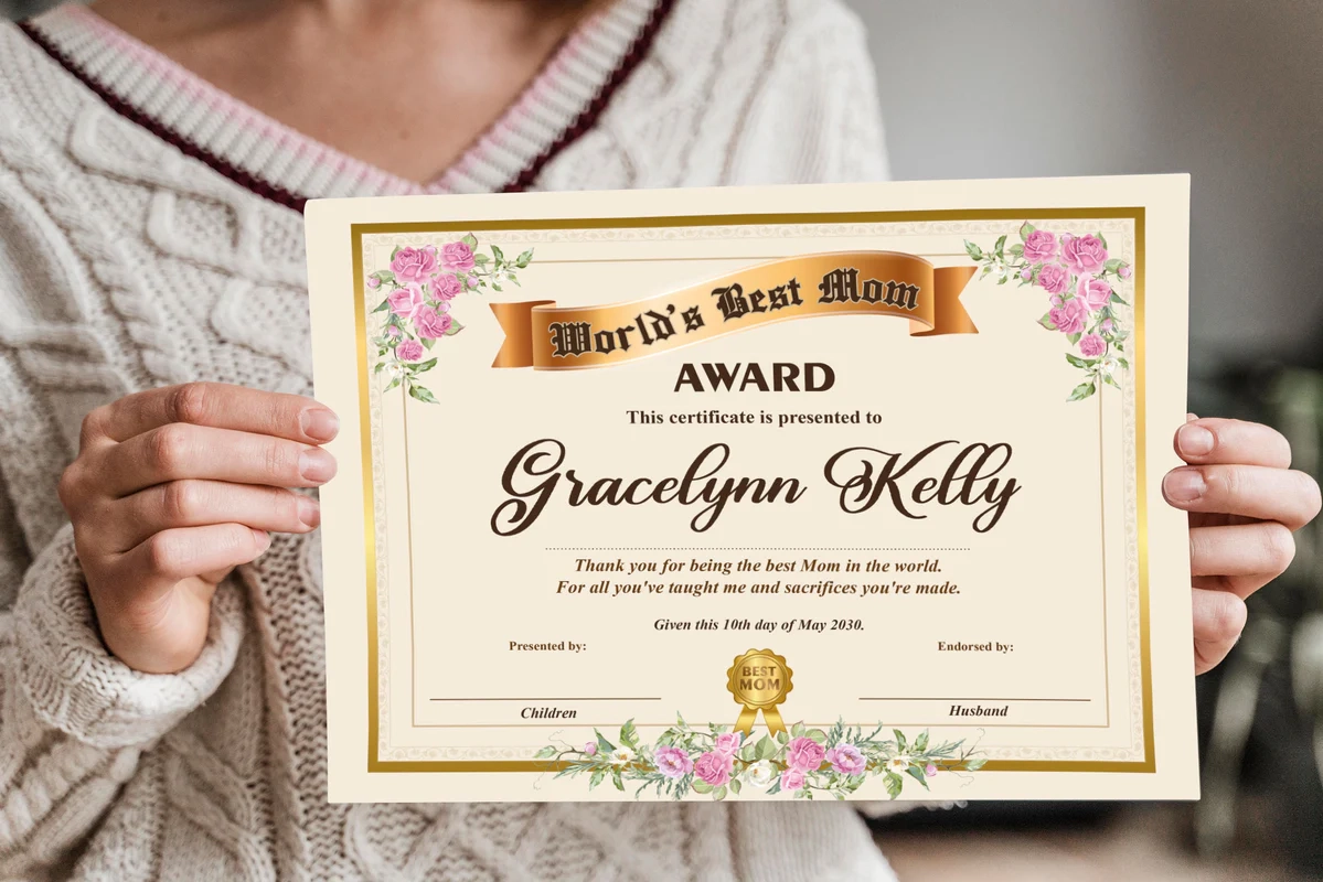 World's Best Mom Printable Certificate