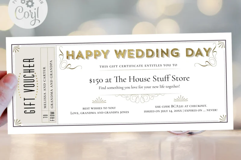 Printable Wedding Gift Certificate