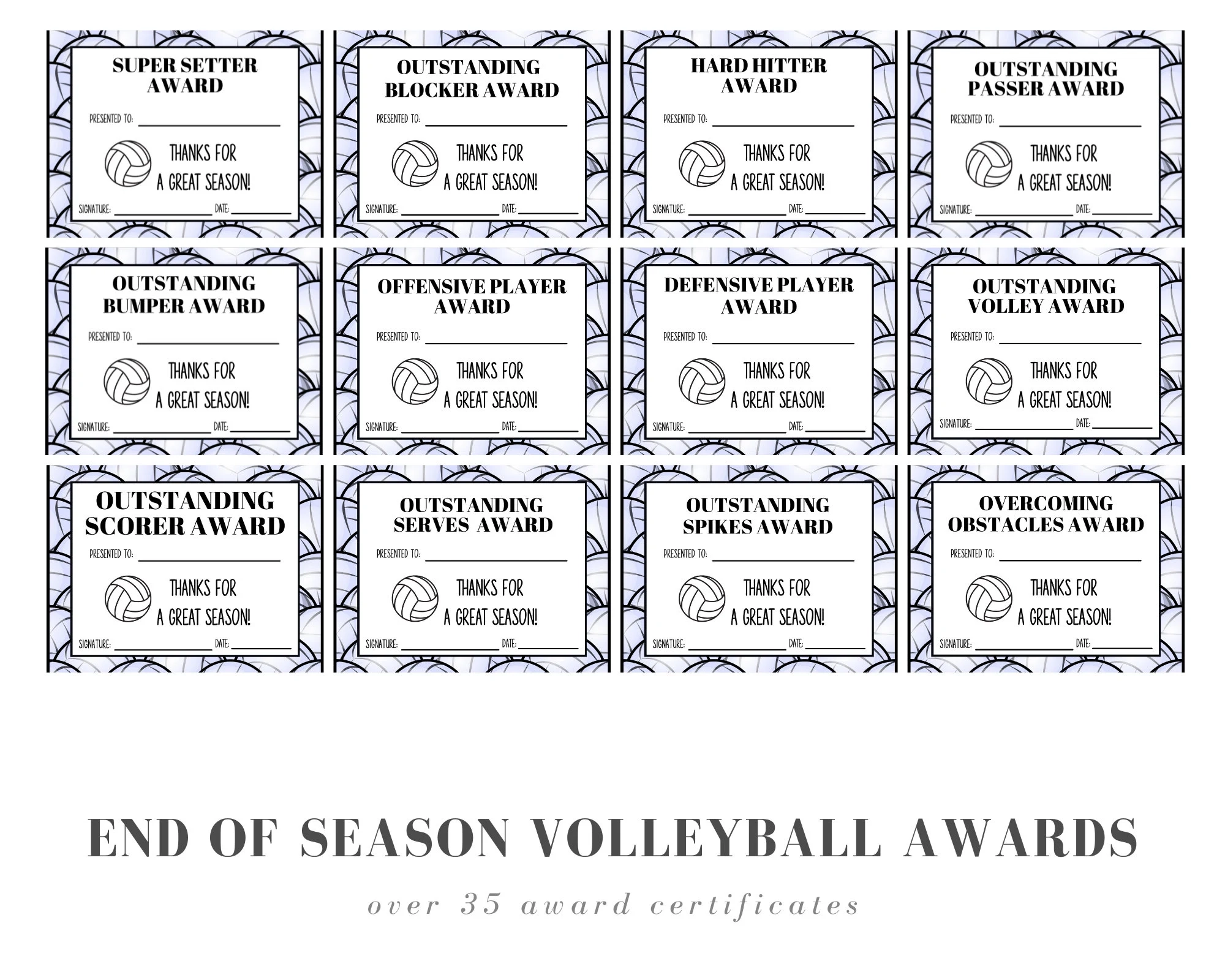 End Of Season Volleyball Award Certificates 30 Volleyball Certificates Etsy End Of Season Volleyball Award Certificates 30 Volleyball Certificates Etsy