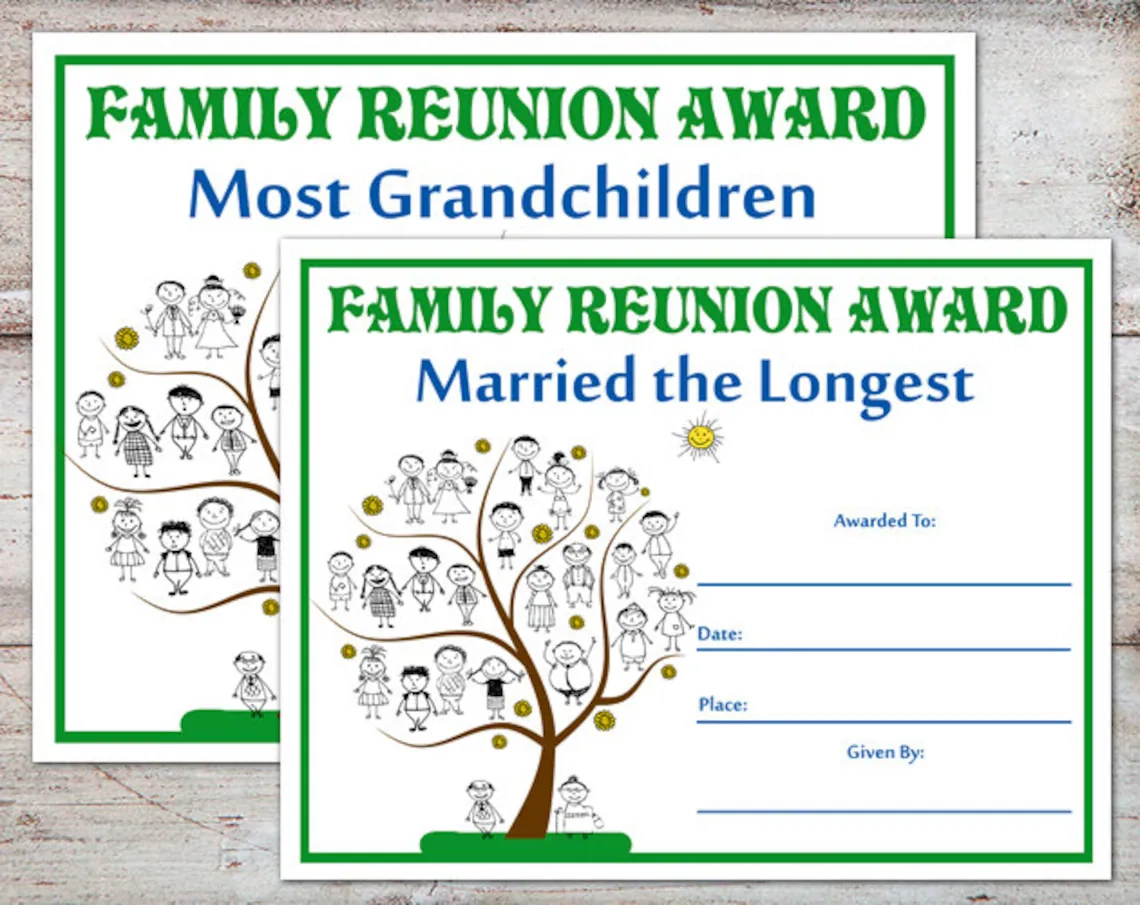 Family Reunion Awards Free Printables Printable Study Planner