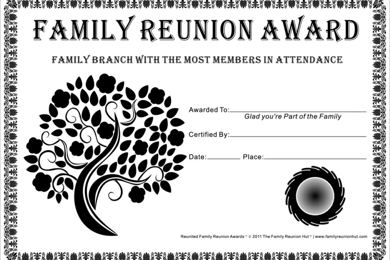 Free Printable Family Reunion Certificates Awards