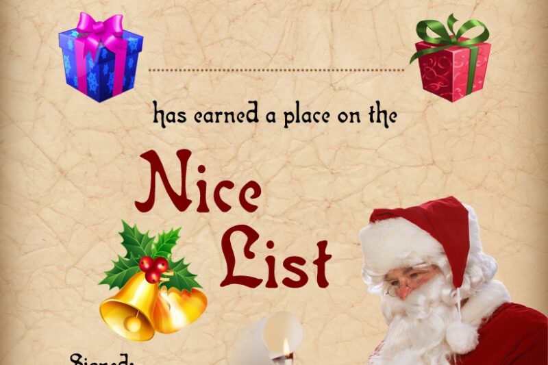 Printable Nice Certificate From Santa