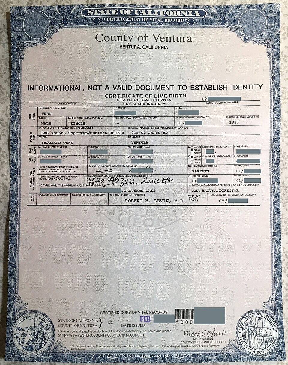 File California Informational only Long form Birth Certificate jpg Wikimedia Commons