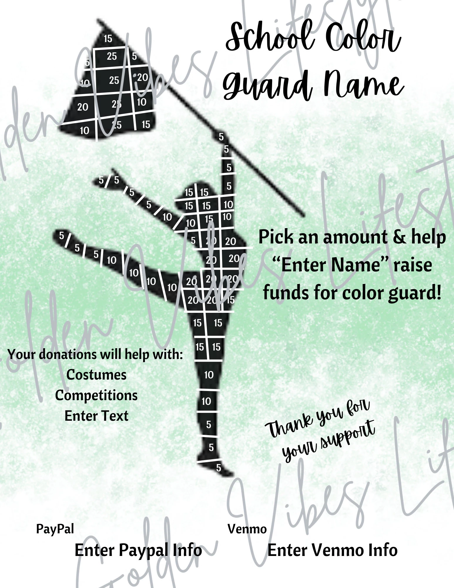 Fill My Color Guard Color Guard Fundraiser Editable Canva 