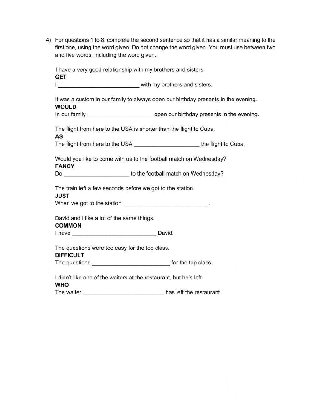 First Certificate Exam Practice Printable