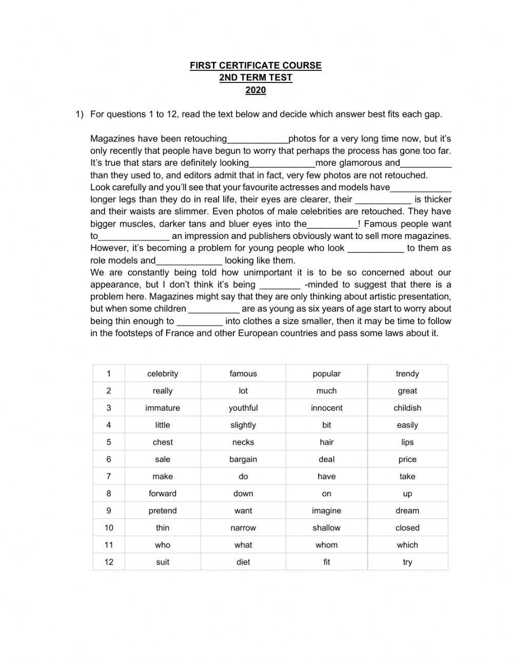 First Certifica Free Interactive Worksheets 357241