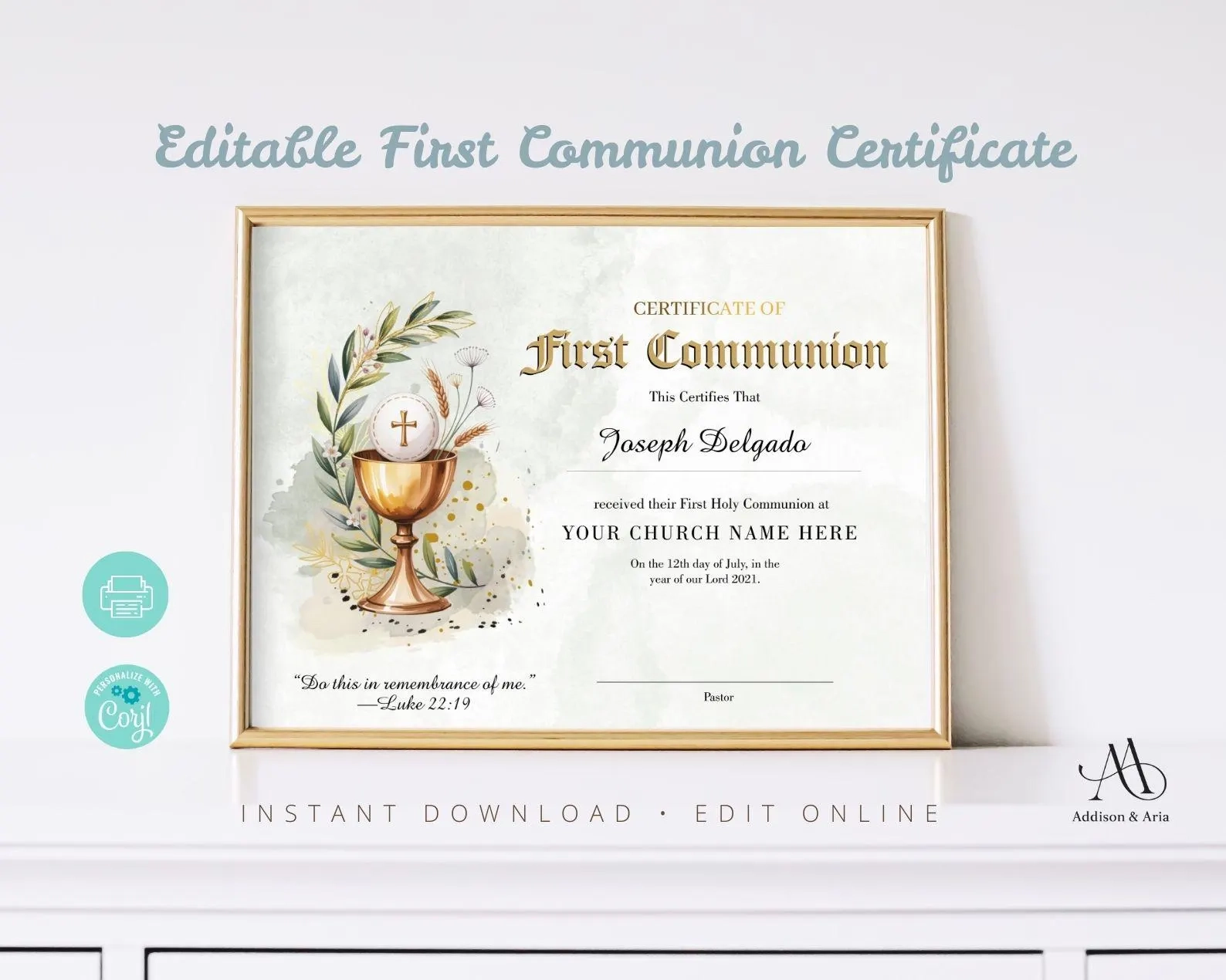 Free Printable 1st Communion Certificates
