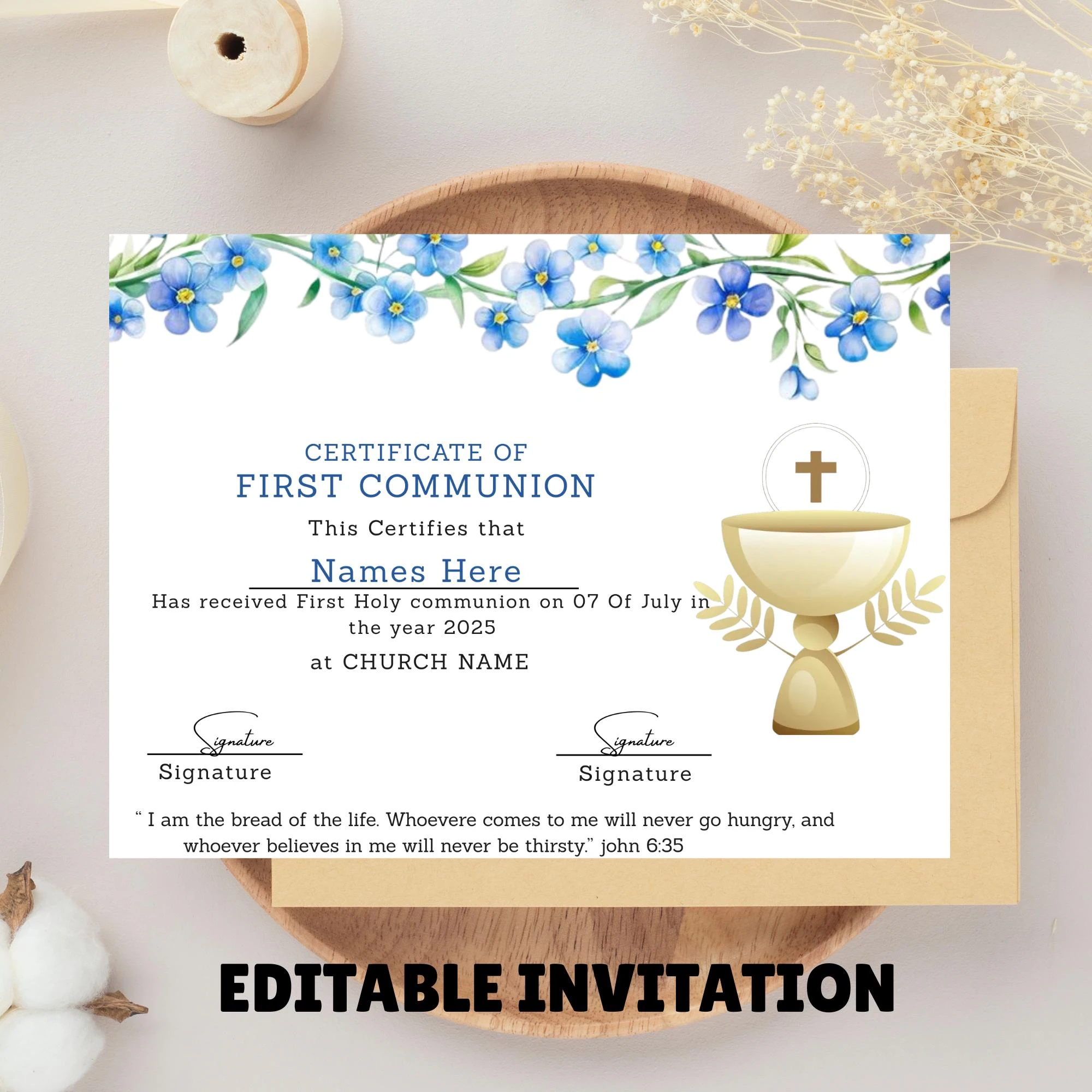 Printable First Communion Certificate Template Printable First Communion Certificate Template
