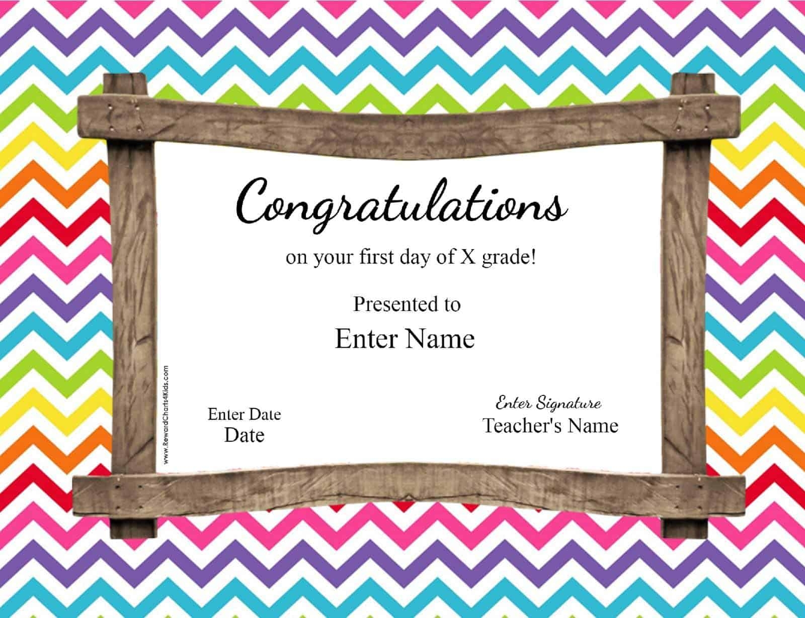 First Day Of School Certificate