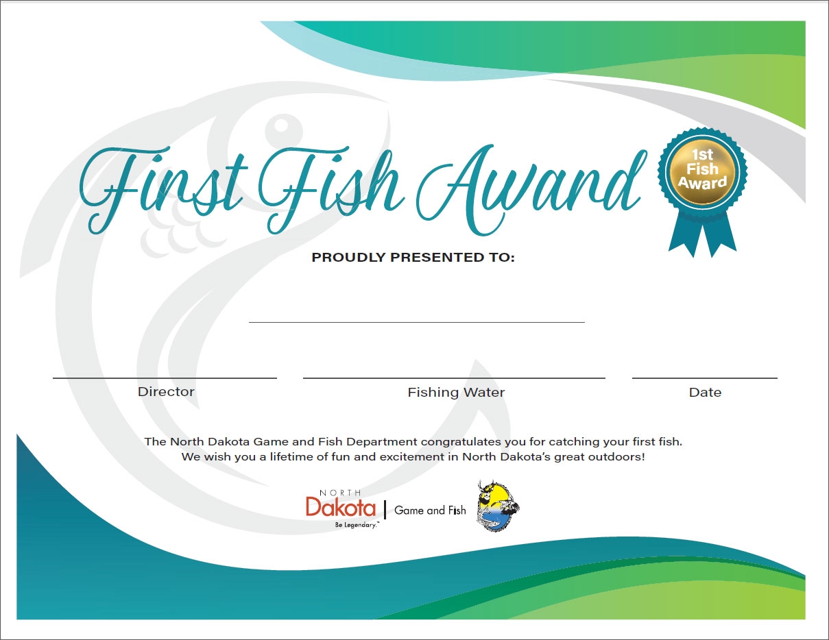First Fish Certificate North Dakota Game And Fish