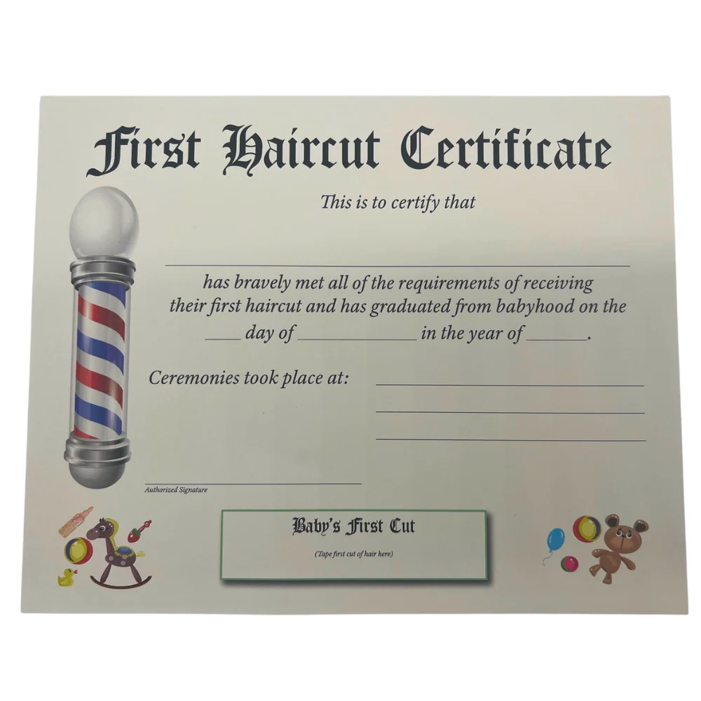 First Haircut Certificate WB Barber Supply
