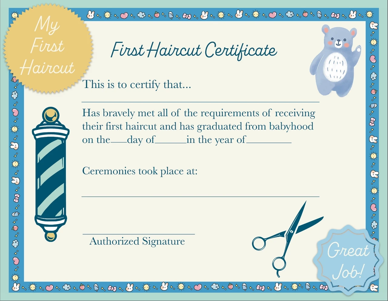 First Haircut Certificates Pack Of 6 Atlanta Barber And Beauty Supply First Haircut Certificates Pack Of 6 Atlanta Barber And Beauty Supply