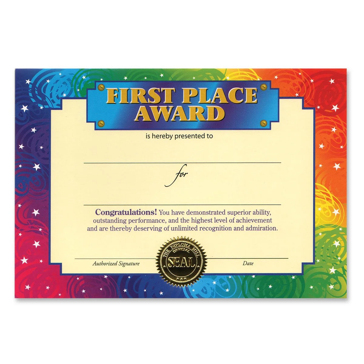 Printable First Place Award Certificates