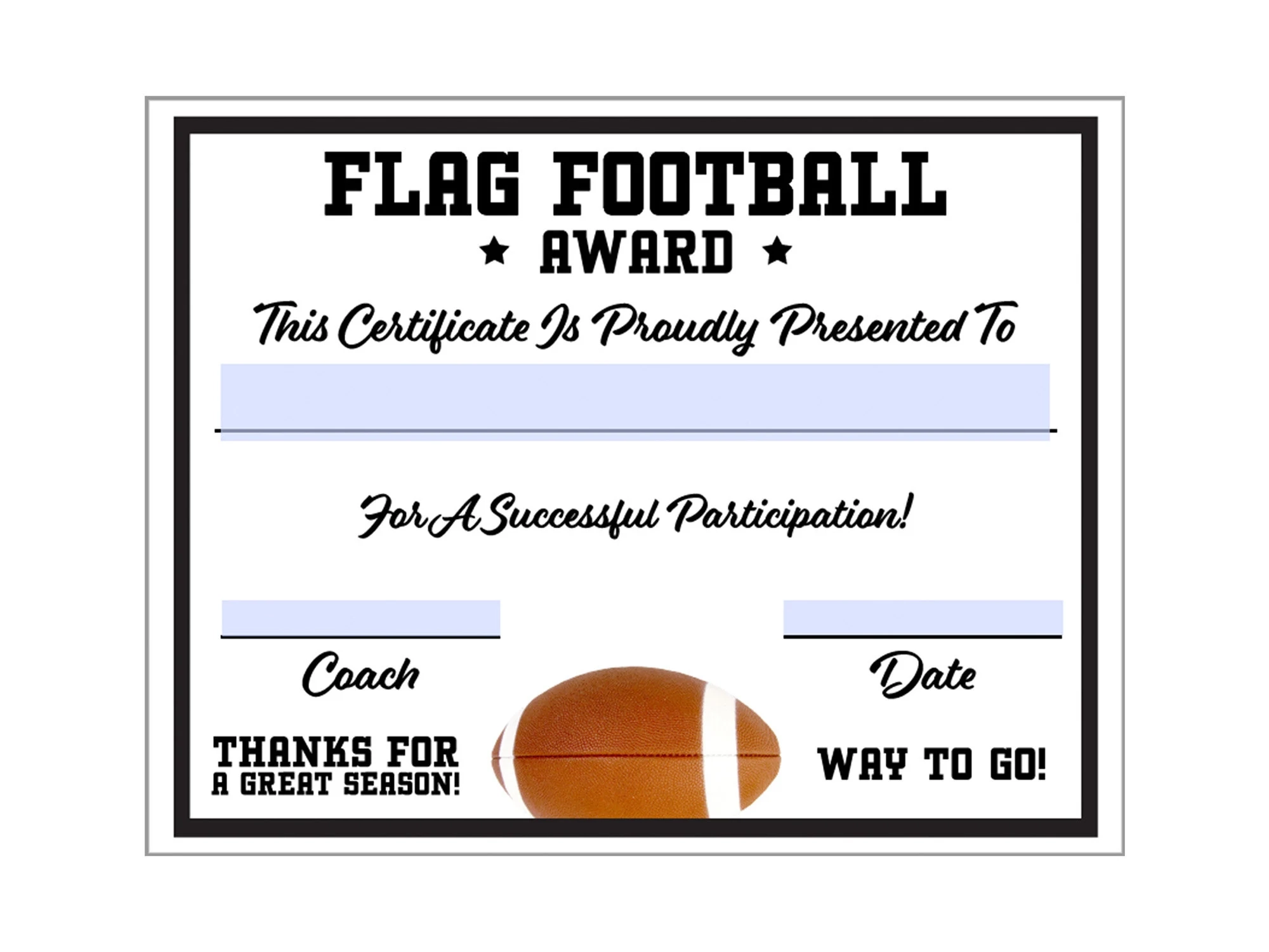 Printable Football Achievement Certificates