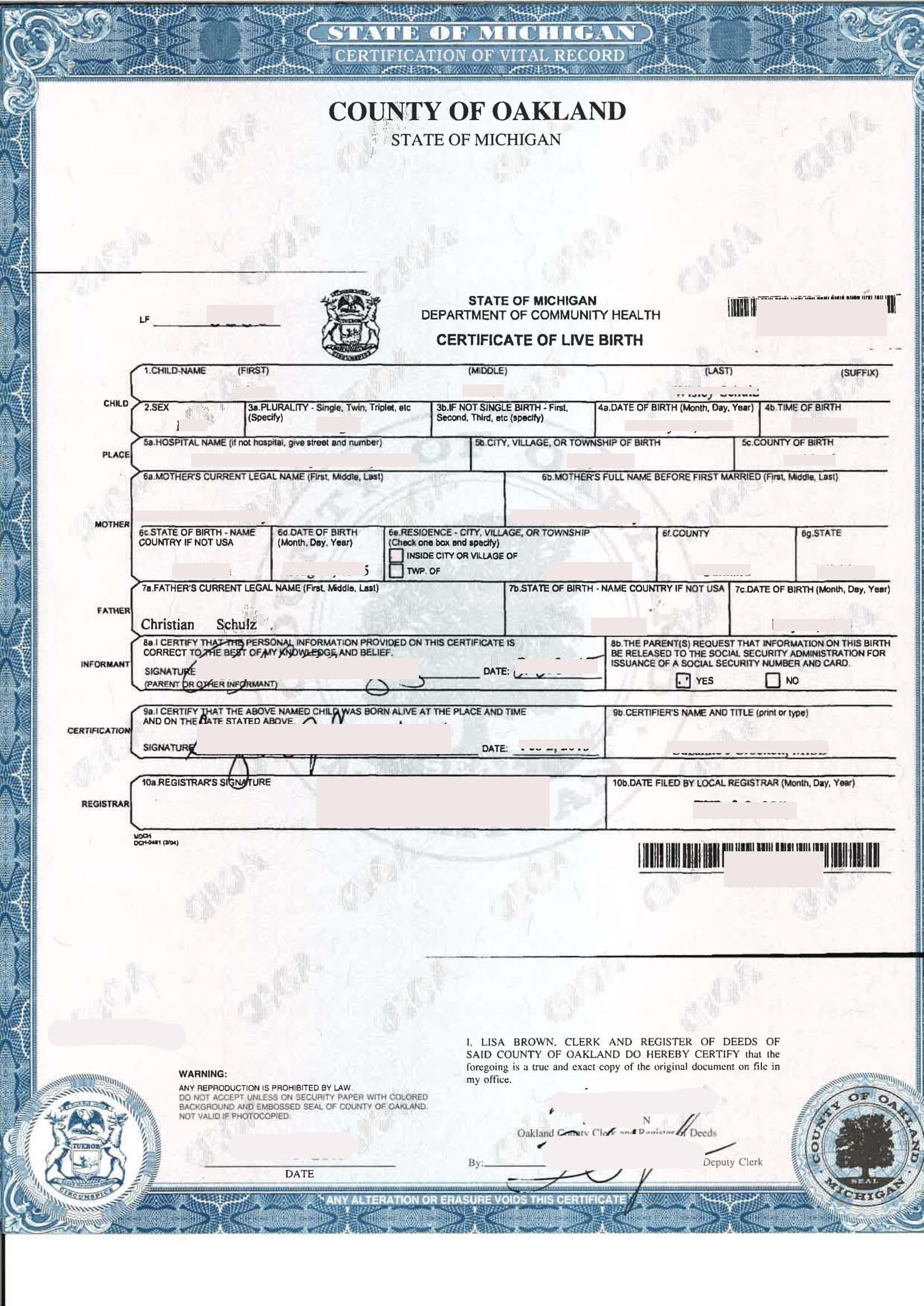 Online Printable Birth Certificate Michigan Online Printable Birth Certificate Michigan