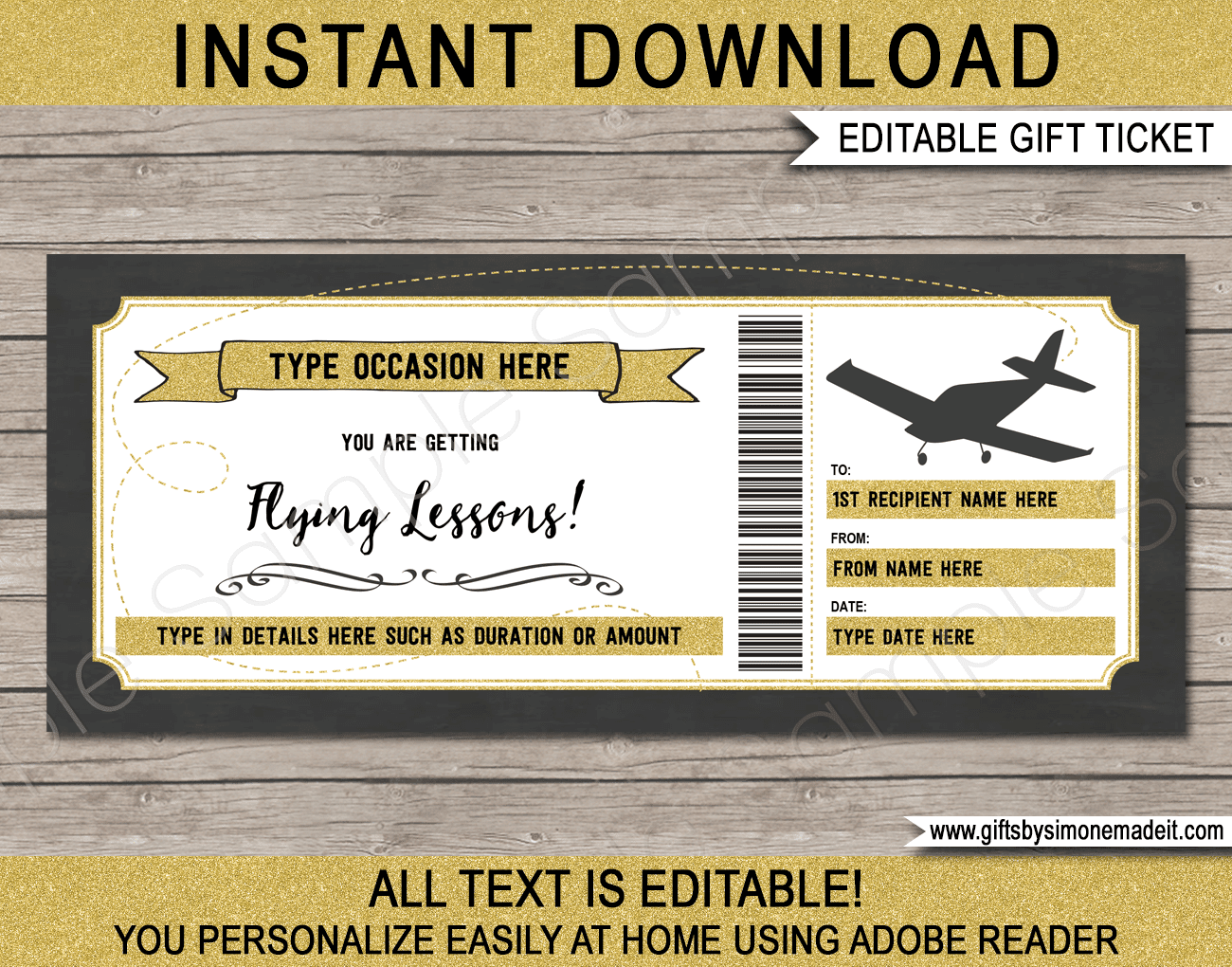 Flying Lessons Gift Certificate Template Pilot Training Gift Voucher Flying Lessons Gift Certificate Template Pilot Training Gift Voucher