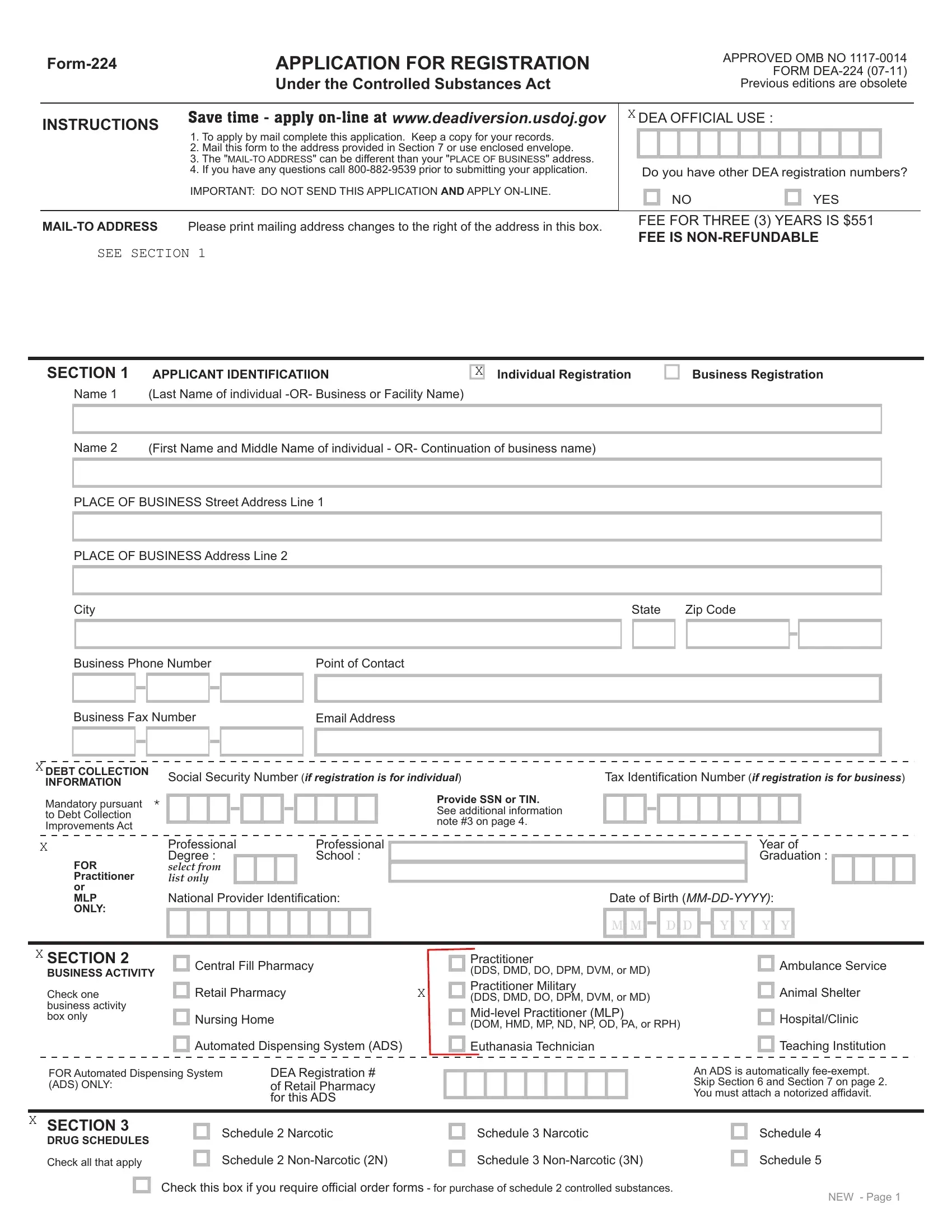 Form Dea 224 Fill Out Printable PDF Forms Online