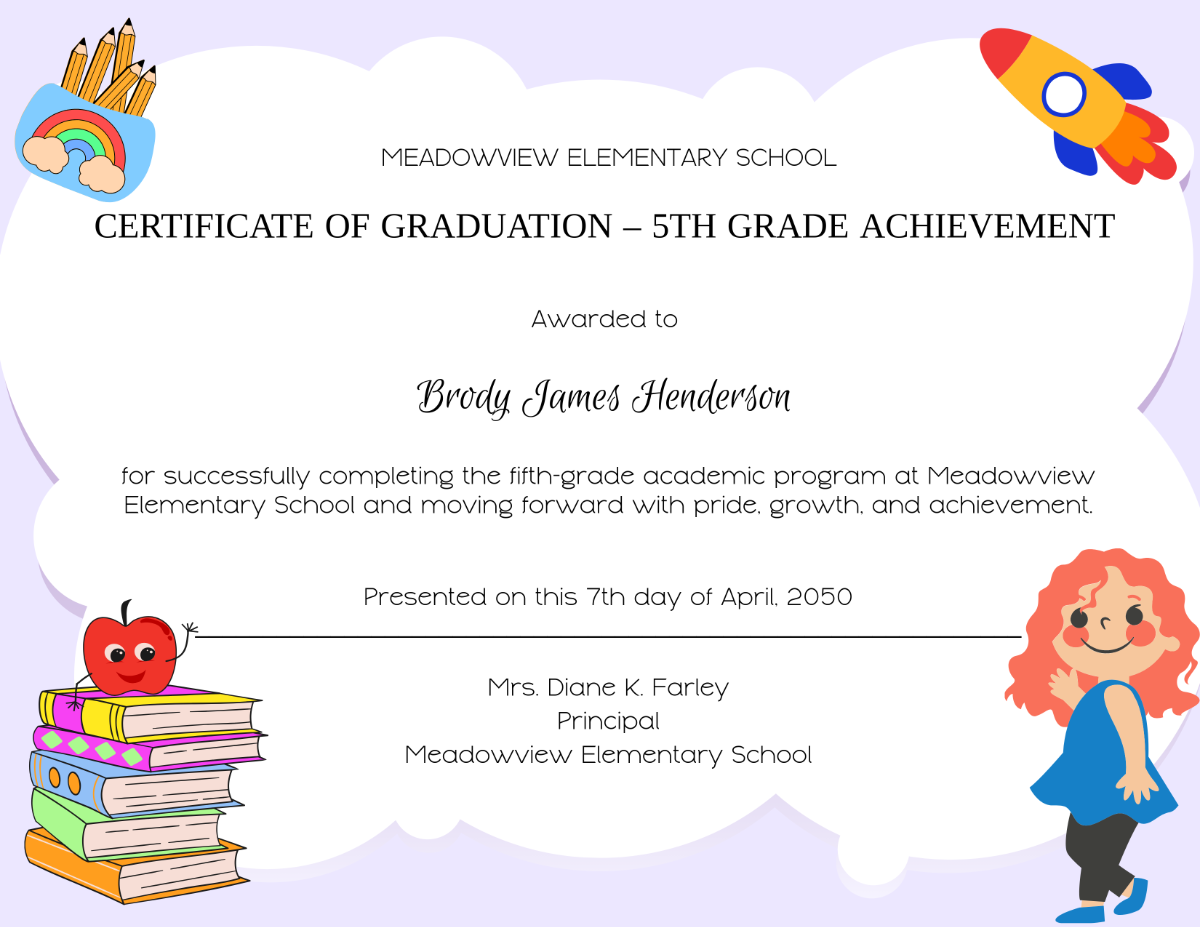 Free 5th Grade Graduation Certificate Template To Edit Online