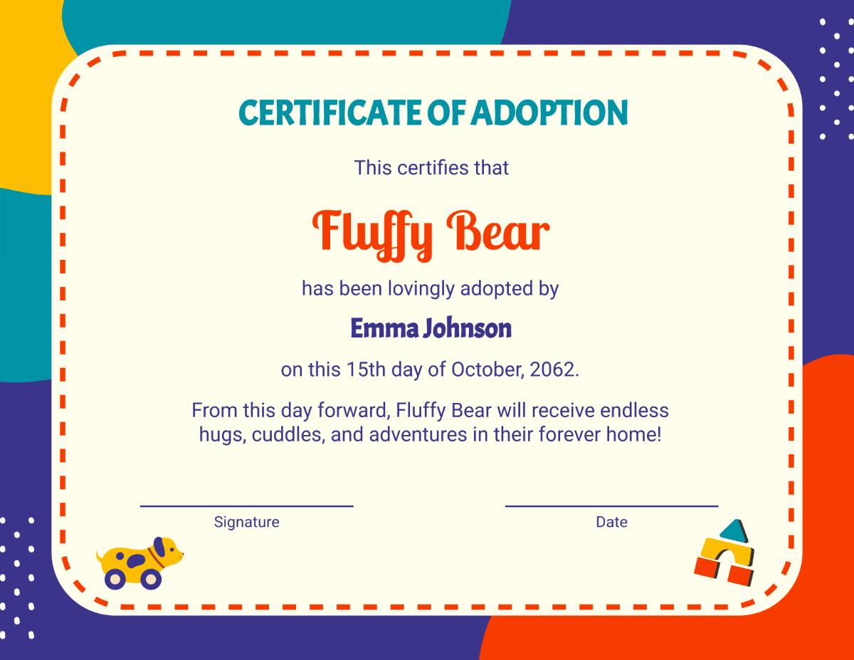 Teddy Bear Adoption Certificate Printable Free