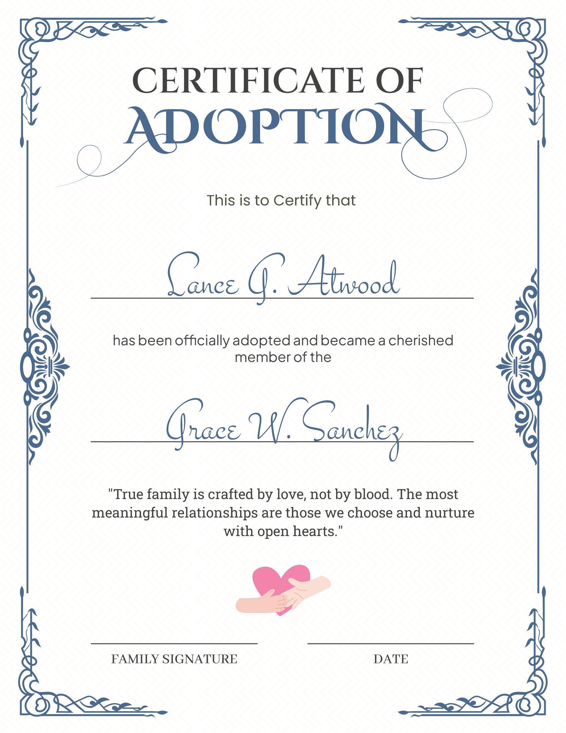 Free Printable Fake Adoption Certificates