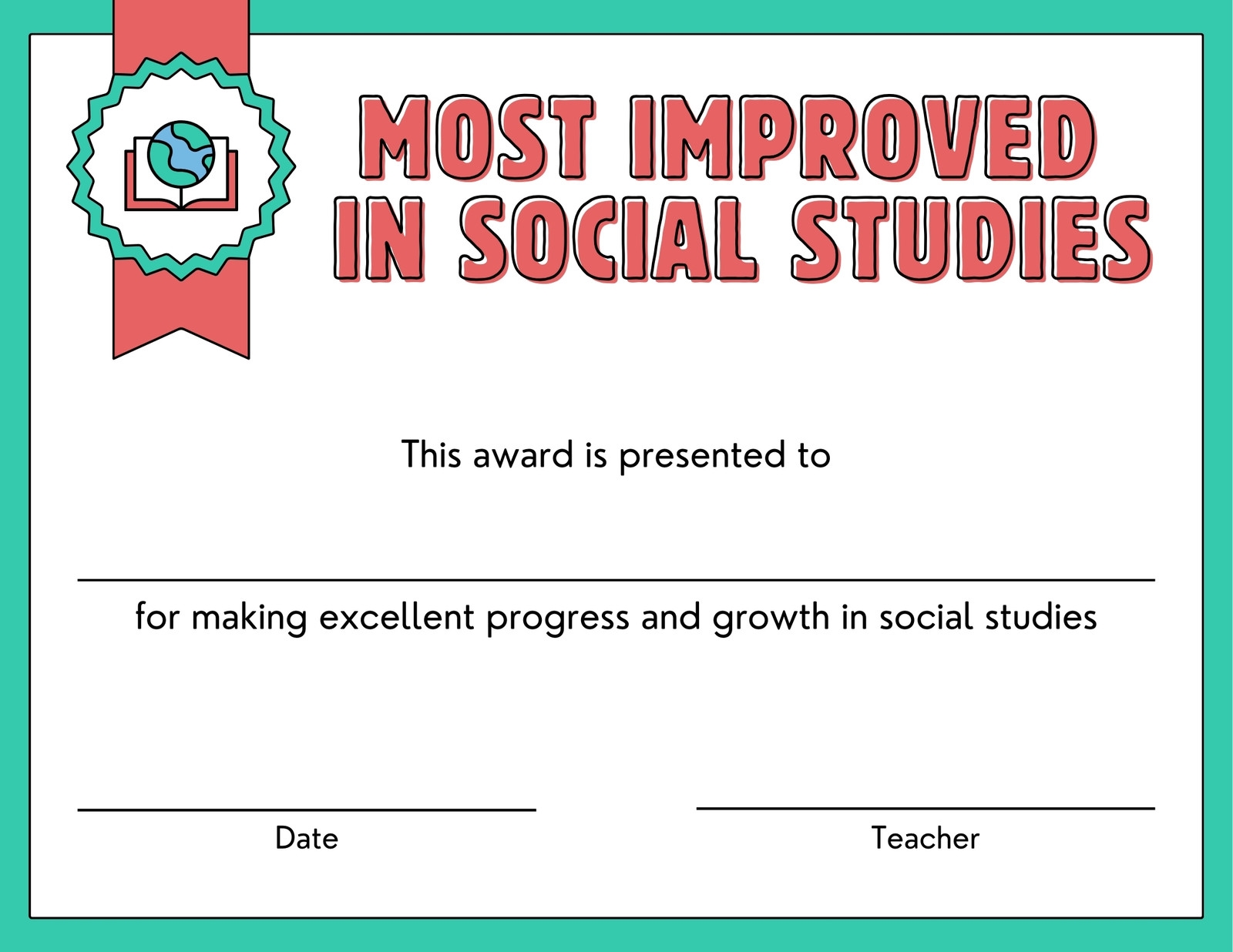 Printable Social Studies Award Certificate Printable Social Studies Award Certificate