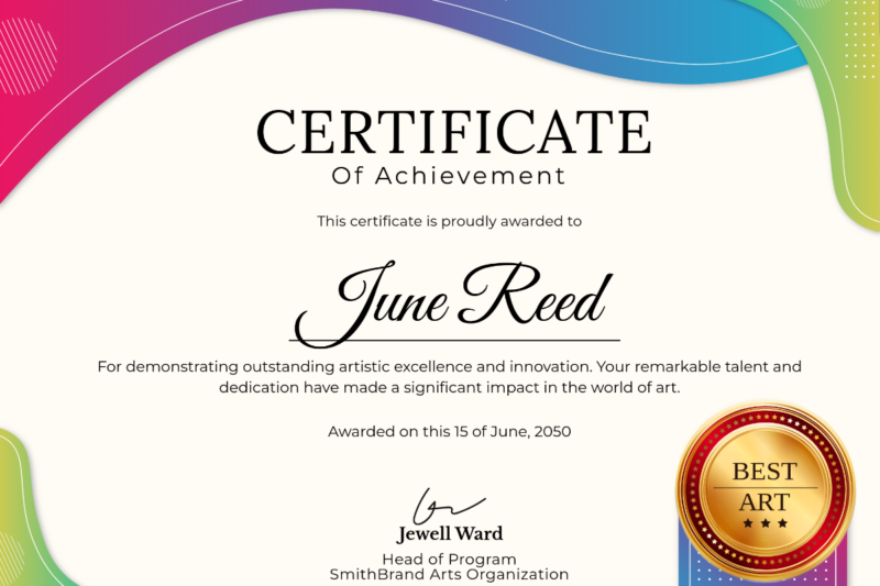 Free Printable Art Achievement Certificate