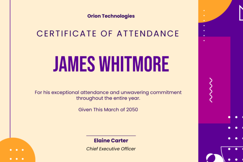 Certificate Of Attendance Free Printable