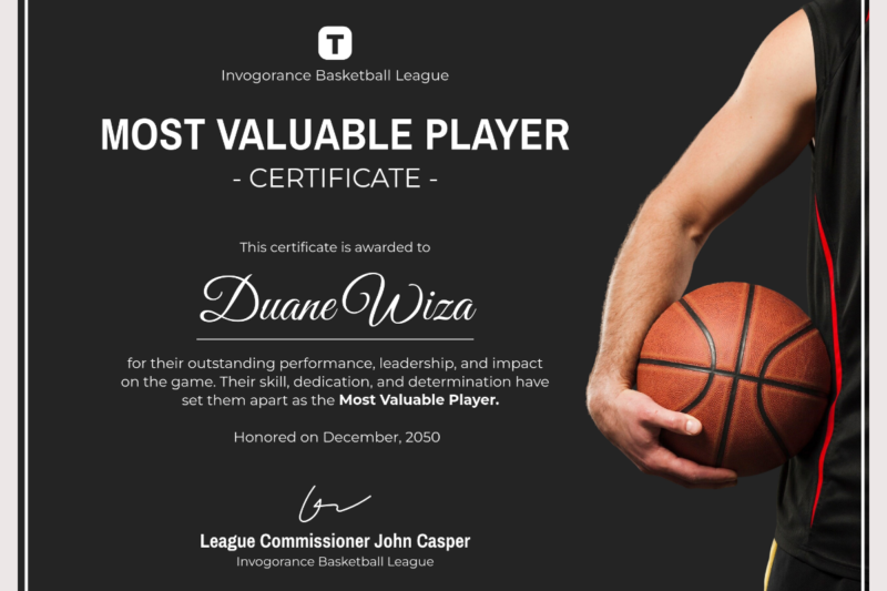Printable Basketball Certificate Templates
