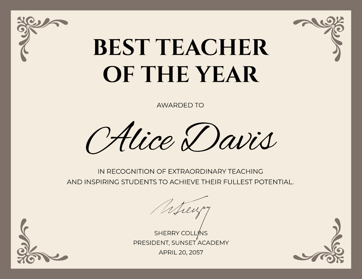 Free Best Teacher Certificate Template To Edit Online