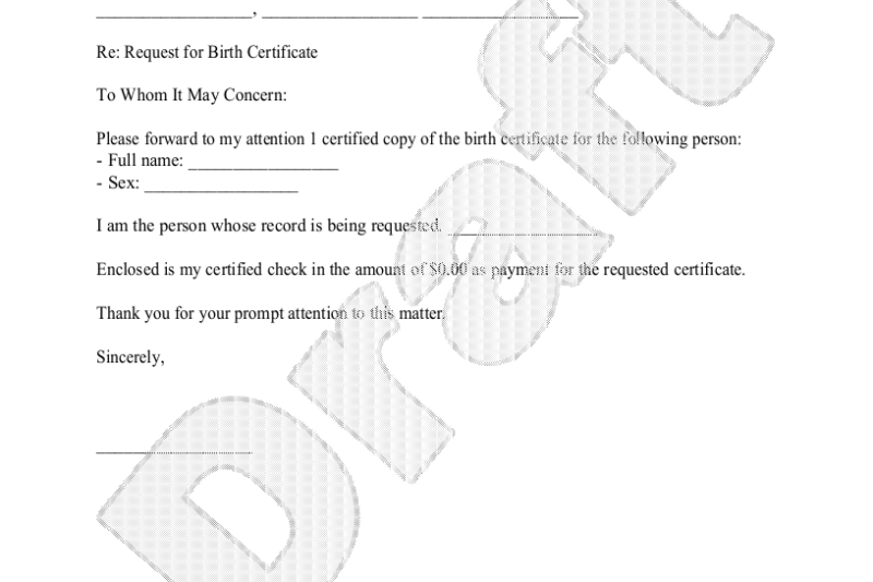 Printable Request For Certified Birth Certificate