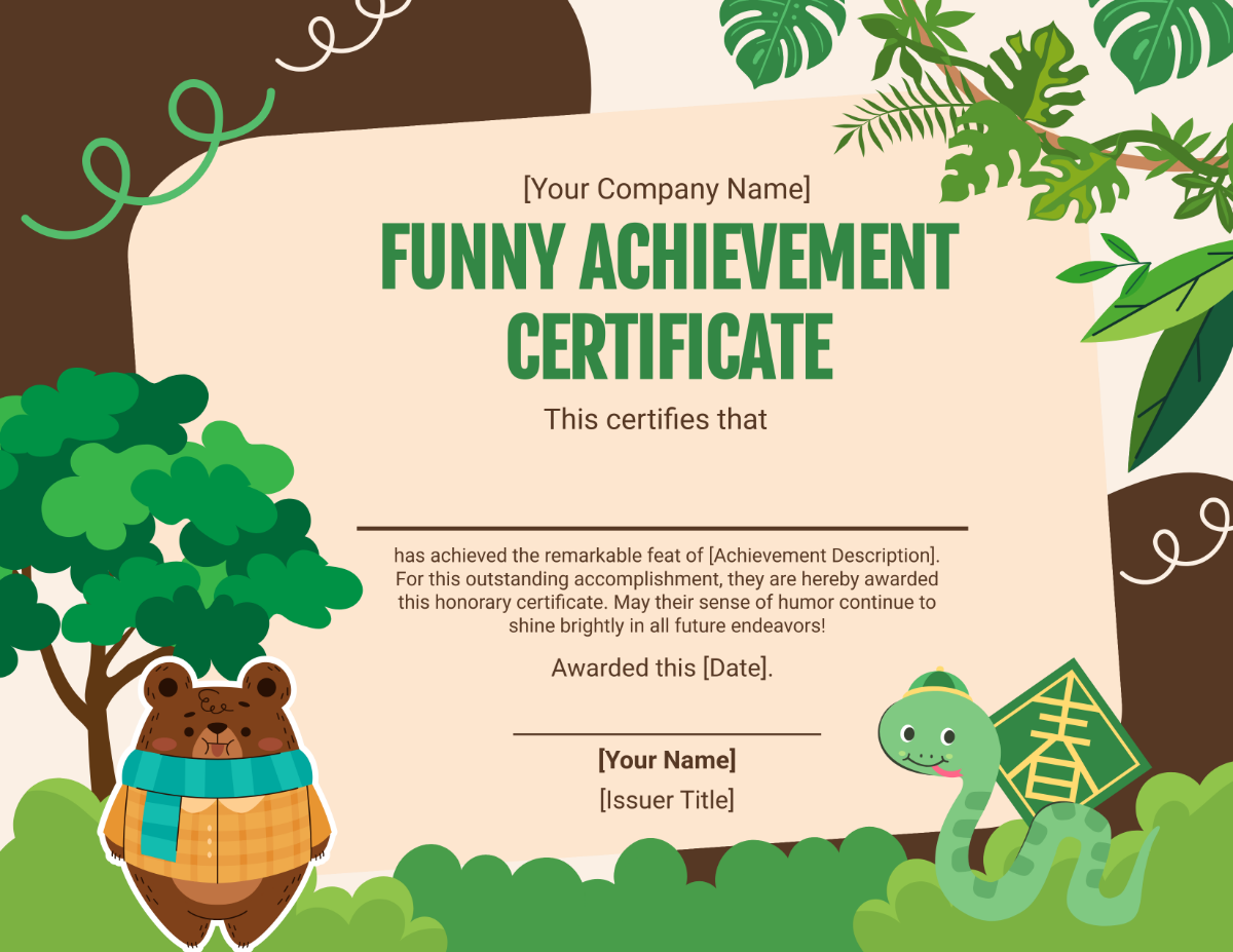 Free Blank Funny Achievement Certificate Template To Edit Online