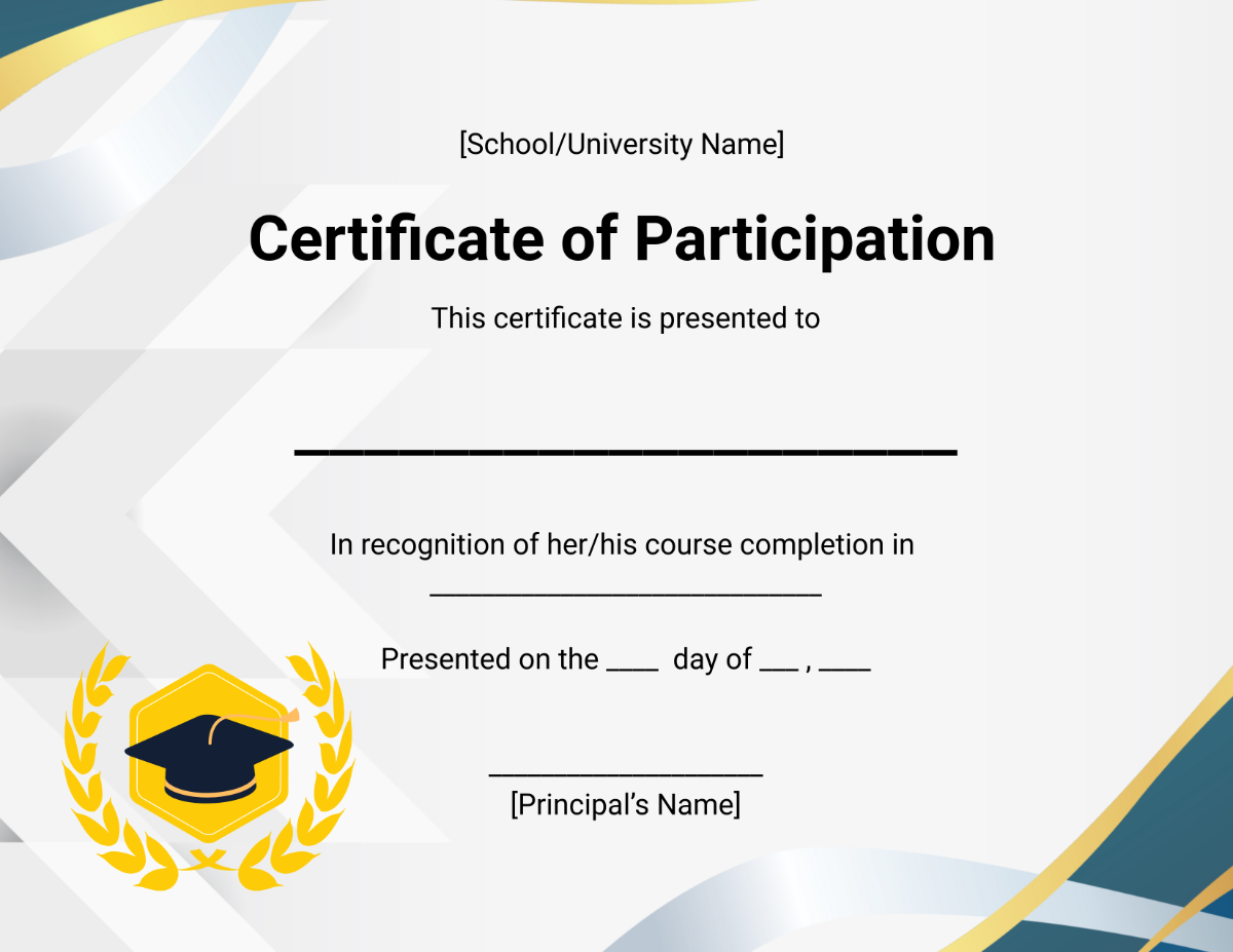 Free Blank Graduation Participation Certificate Template To Edit Online