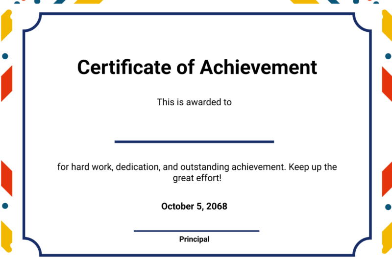 Middle School Printable Certificate Of Achievement