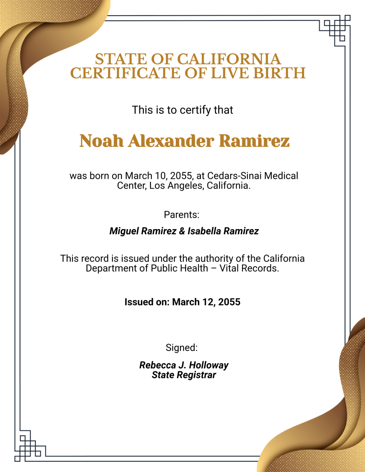 Free California Birth Certificate Template To Edit Online