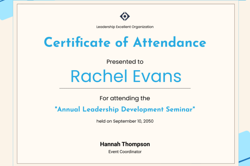 Printable Certificate Of Attendance Templates