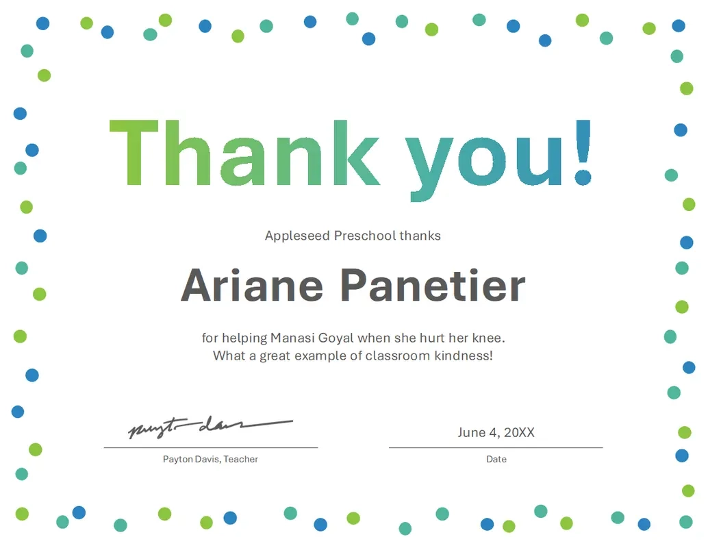 Thank You Certificate Printable Free