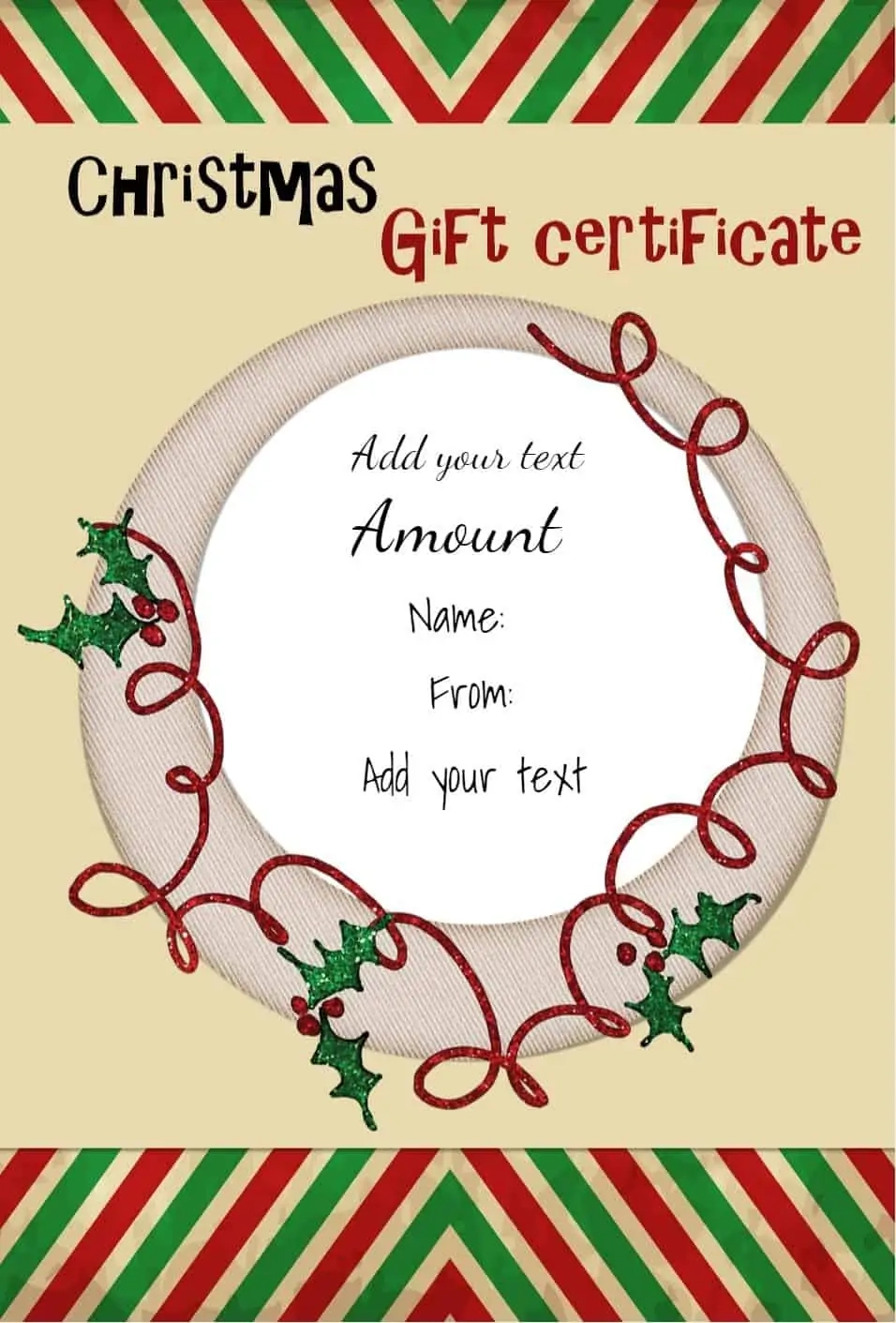 Customized Printable Gift Certificates Customized Printable Gift Certificates