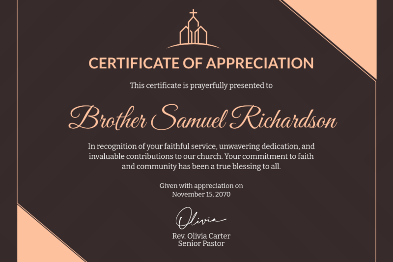 Printable Certificates Of Appreciation For Church