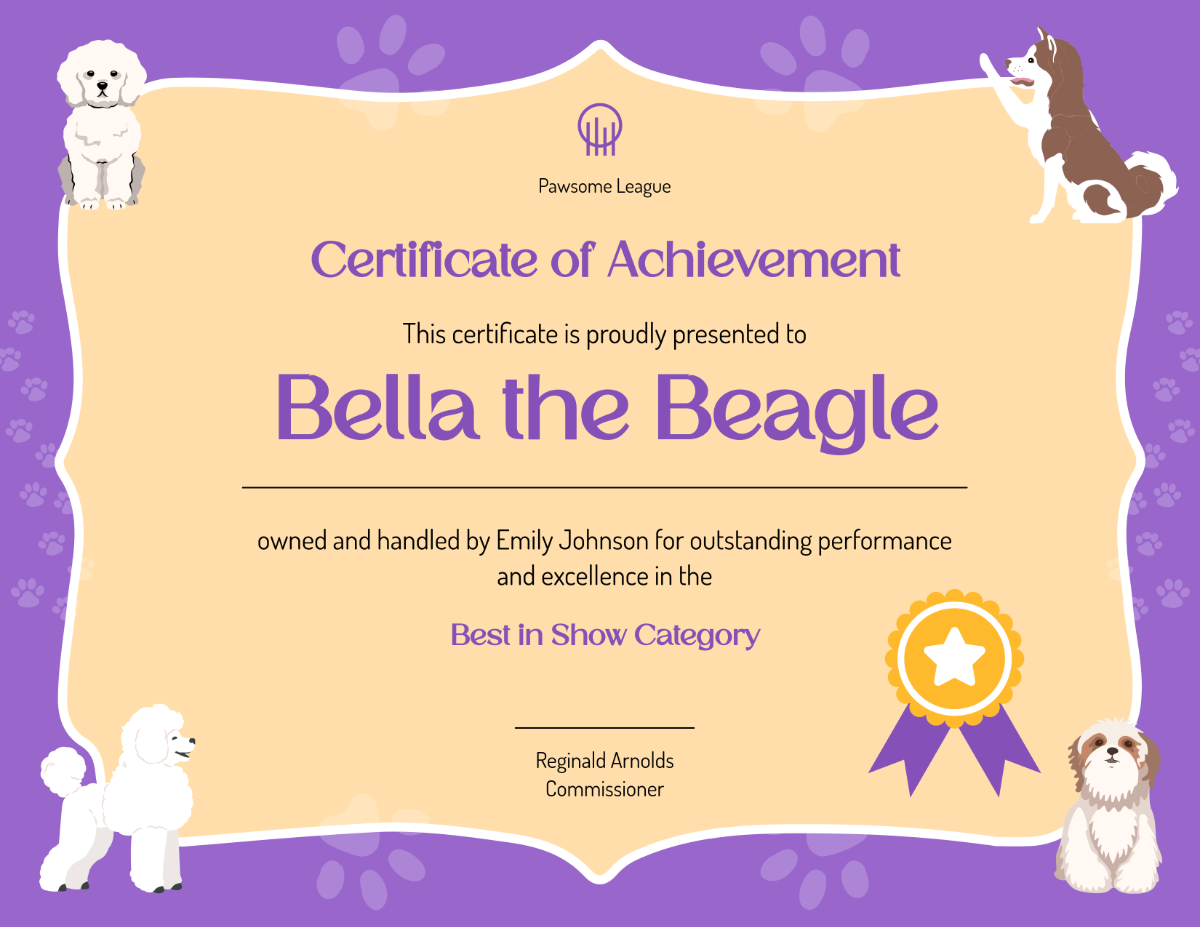Free Creative Dog Show Certificate Template To Edit Online