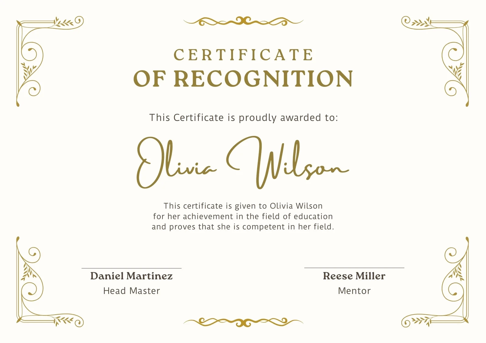 Free Customizable Printable Certificates Of Recognition