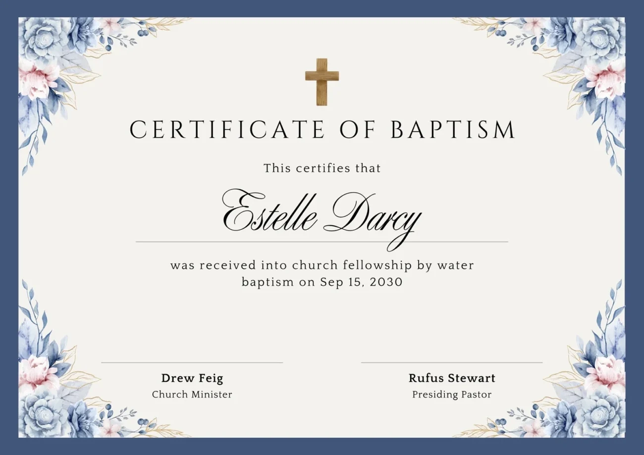 Free Custom Printable Baptismal Certificate Templates Canva